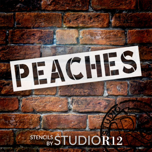 Horizontal Peaches Word Art Stencil by StudioR12 - Select Size - USA Made - Craft DIY Modern Farmhouse Kitchen Decor | Paint Jumbo Porch Wood Sign