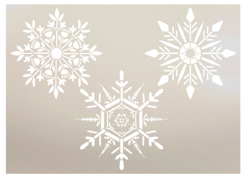 Delicate Snowflake Silhouette Trio Stencil by StudioR12 - Select Size - USA Made - Craft DIY Winter Holiday Home Decor | Paint Christmas Wood Sign