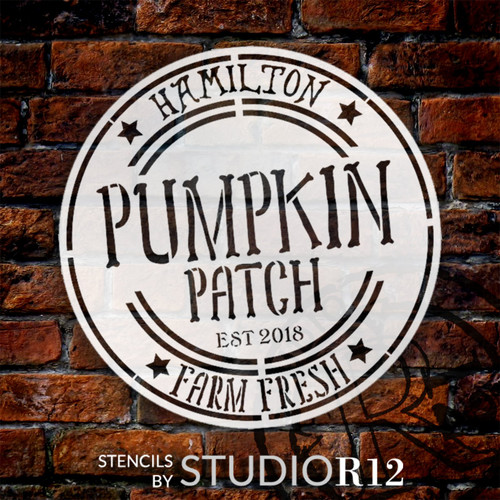 Personalized Pumpkins Round Stencil by StudioR12 - Select Size - USA Made - Craft DIY Custom Fall & Autumn Home Decor | Paint Seasonal Family Wood Sign | Reusable Mylar Template