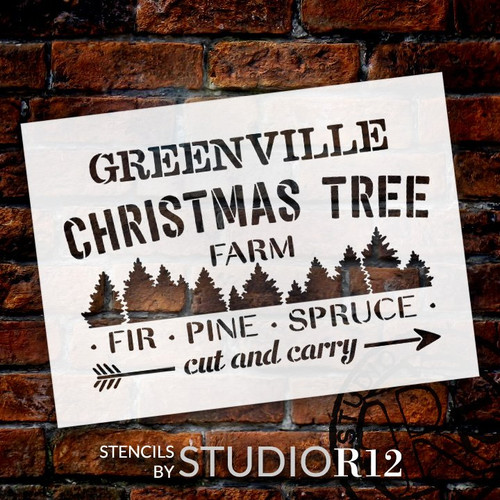 Personalized Christmas Tree Farm Stencil by StudioR12 - Select Size - USA Made - Craft DIY Family Holiday Home Decor | Paint Custom Wood Sign | Reusable Mylar Template
