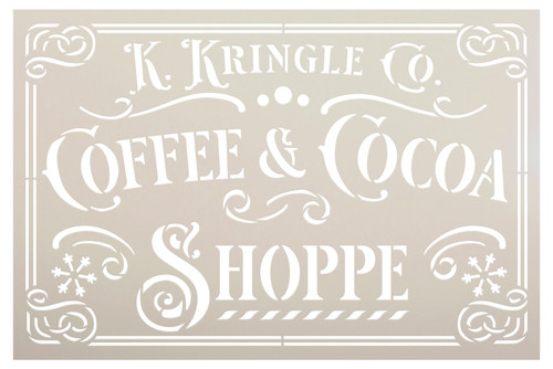 Kringle Coffee & Cocoa Shoppe Stencil by StudioR12 | DIY Vintage Santa Holiday Home Decor | Craft & Paint Wood Sign | Reusable Mylar Template | Victorian Snow Gift