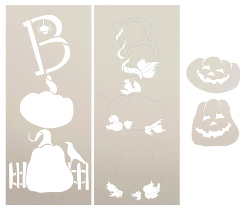 Boo Pumpkins 4-Part Stencil by StudioR12 - USA Made - DIY Spooky Jack-o-Lantern Home Decor | Halloween Sign Crafts | STCL6956