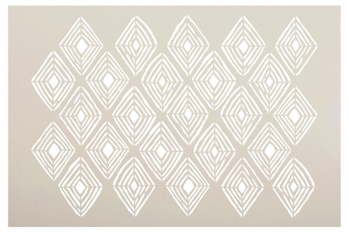 Hand Drawn Diamond Ikat Pattern Stencil by StudioR12 - Select Size - USA Made - DIY Boho Wall Decor | Reusable Mixed Media Template for Painting | STCL6786