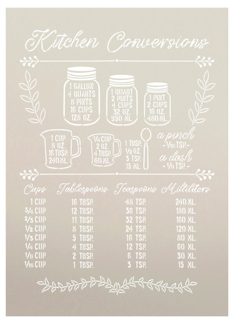 Kitchen Conversion Chart Stencil by StudioR12 | DIY Farmhouse Kitchen Chalkboard | Measurement Cheat Sheet Wall Decor | Select Size | STCL6955