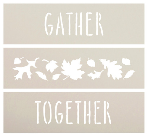 Gather Together Skinny Stack Stencils with Leaves by StudioR12 - Select Size - USA Made - DIY Fall Stacked Wood Blocks for Thanksgiving Tiered Tray - STCL7098