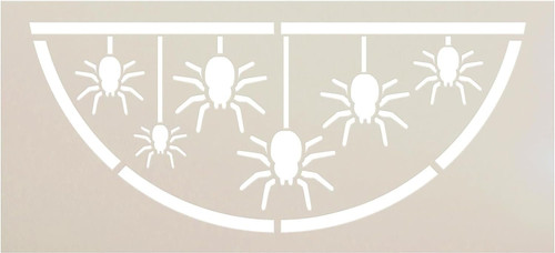 Hanging Spiders Half Round Stencil by StudioR12 - Select Size - USA Made - DIY Spooky Spider Web Door Hanger - Craft & Paint Halloween Decor Signs - STCL7107