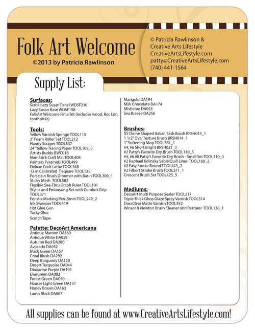 FolkArt Welcome - E-Packet - Patricia Rawlinson