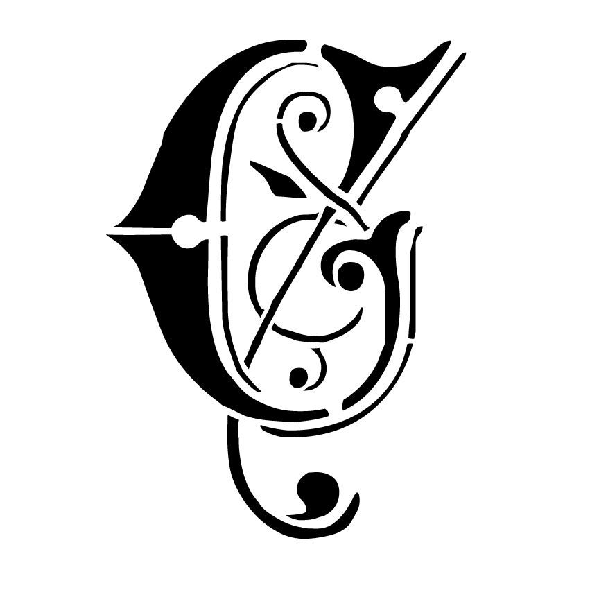 Ornate Monogram Stencil - C - 8 x 6