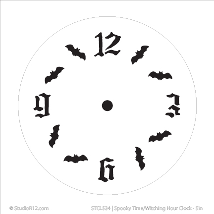 Spooky Time Clock Stencil - 5"