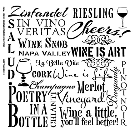 Wine Background Word Stencil  - 14" x 14" - STCL231_2 - by StudioR12