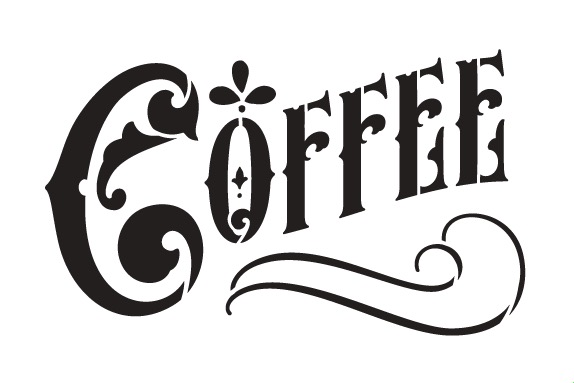 Coffee Word Art Stencil - Victorian Headline - 18" X 12"