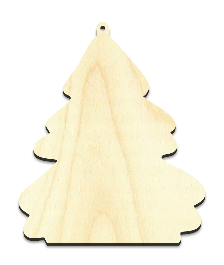 Snowy Christmas Tree Wood Surface - Ornament 4-1/2" x 3-3/4"