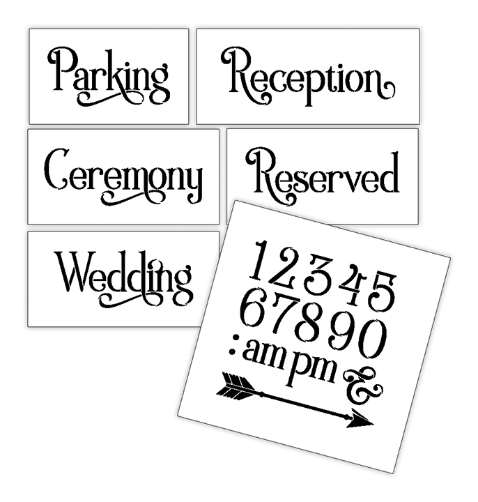 Wedding Stencil Words - Locations - Elegant Traditional 6pc Large Set - STCL1597_3 by StudioR12