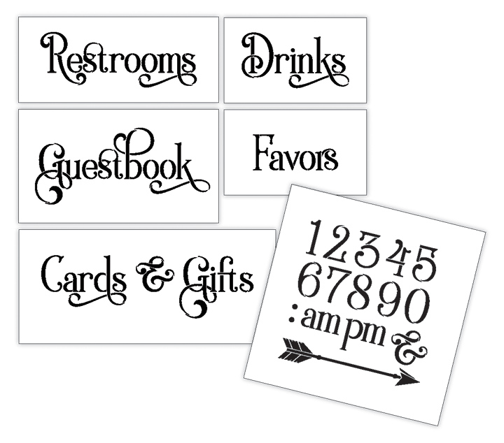 Wedding Stencil Words - For Your Guests - Elegant Traditional 6pc Small Set - STCL1598_1 by StudioR12