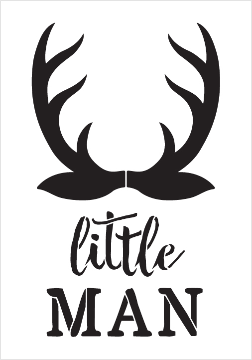Little Man - Antlers - Word Art Stencil - 7" x 10" - STCL1757_1 - by StudioR12
