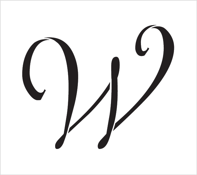 Graceful Monogram Stencil - W - 15" - STCL1923_6 - by StudioR12