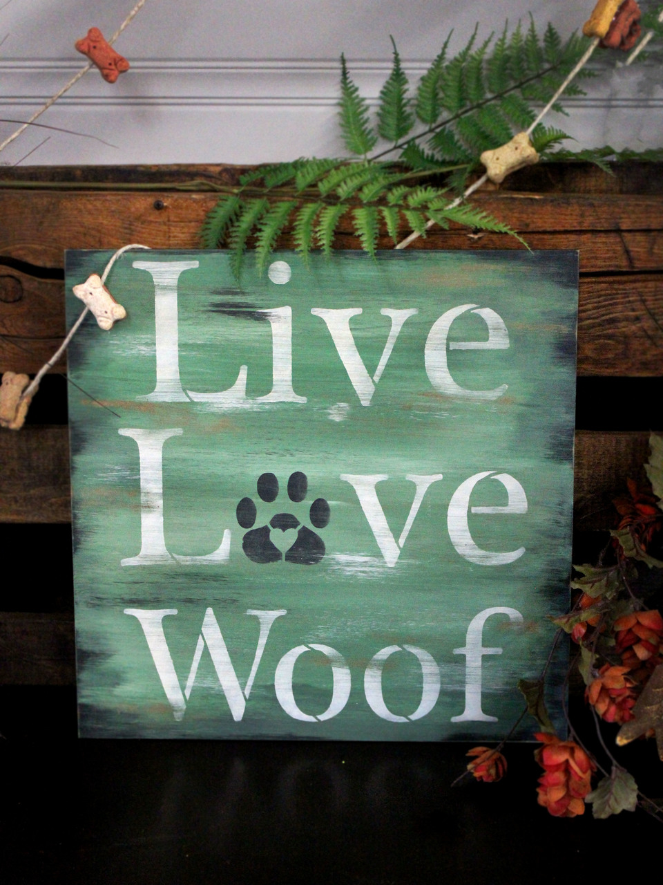 Live Love Woof - Word Art Stencil - 7" x 8" - STCL1895_1 - by StudioR12