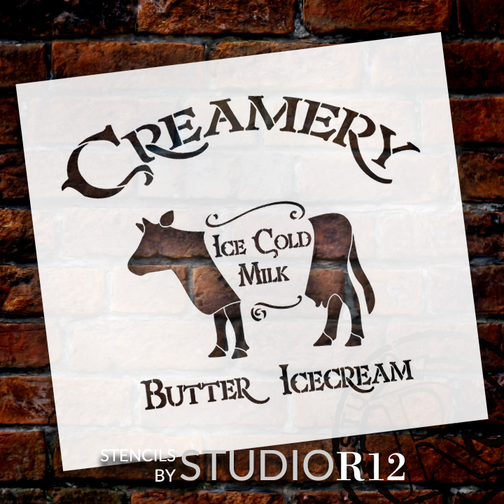 Creamery - Cow - Word Art Stencil - 15" x 13" - STCL2065_2 - by StudioR12