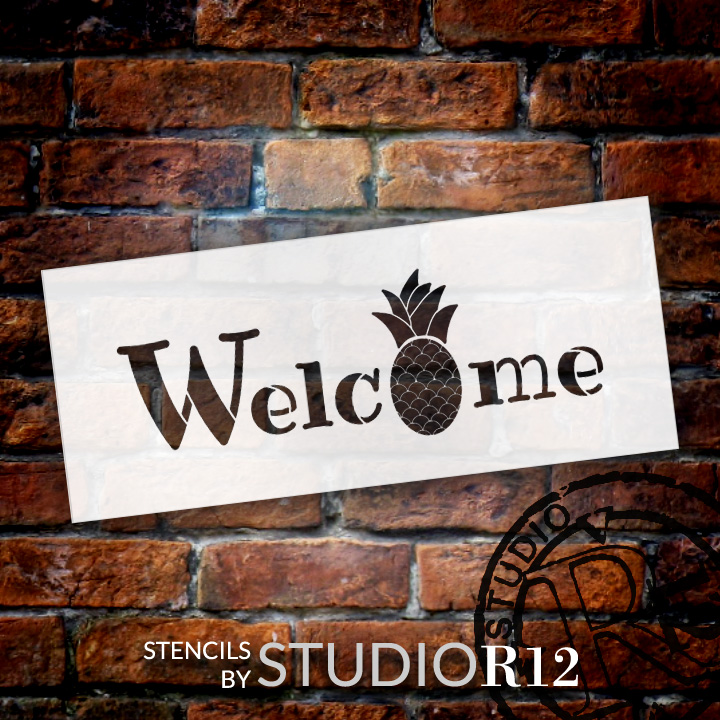 Welcome - Pineapple - Word Stencil - 24" x 10" - STCL2071_4 - by StudioR12