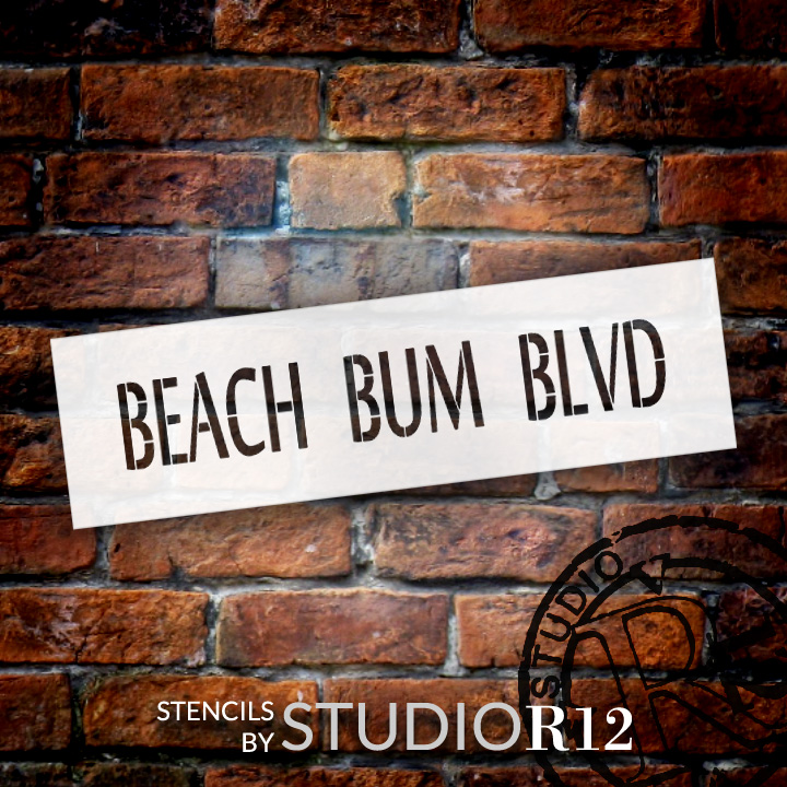 Beach Bum Blvd - Word Stencil - 20" x 6" - STCL2073_3 - by StudioR12