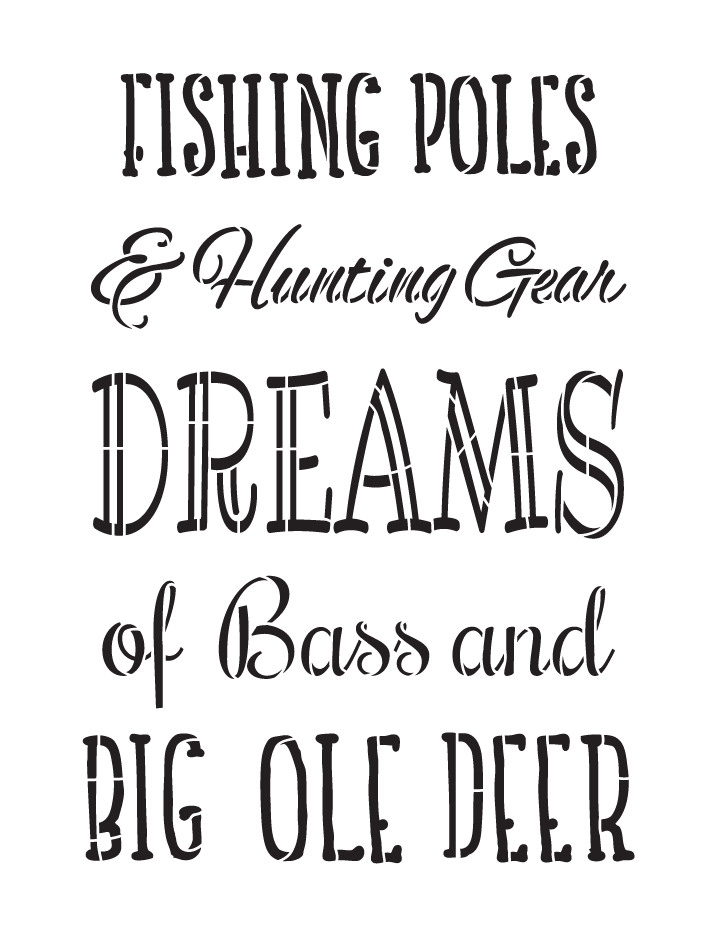 Fishing Poles & Hunting Gear - Part 1 - Word Stencil - 10" x 13" - STCL2083_1 - by StudioR12