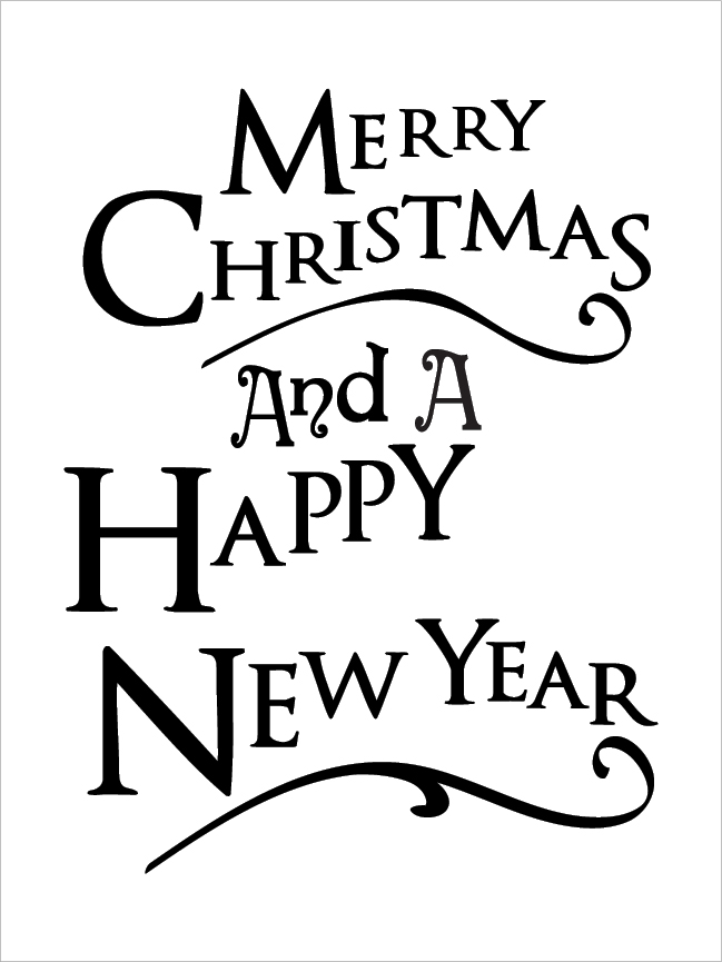 Merry Christmas And Happy New Year - Festive - Word Art Stencil - 19