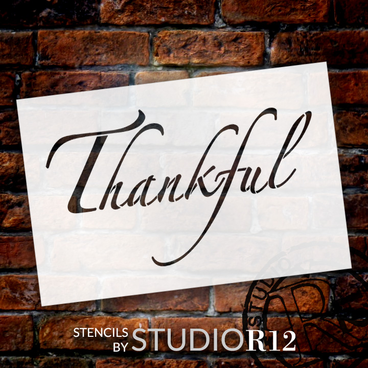 Thankful - Elegant Script - Word Stencil - 20" x 13" - STCL2099_3 - by StudioR12