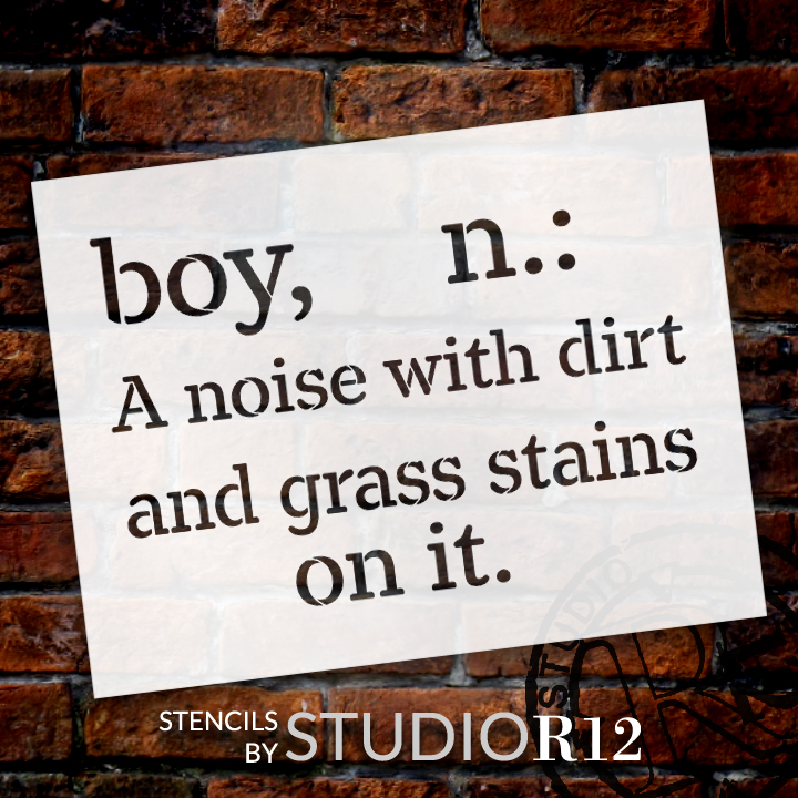 Boy - Noise Dirt Stains - Word Stencil - 16" x 13" - STCL2170_2 - by StudioR12