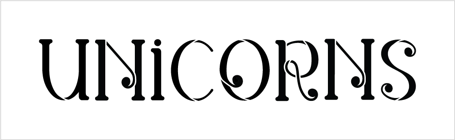 Unicorns - Swirls - Word Stencil - 20" x 6" - STCL2174_3 - by StudioR12