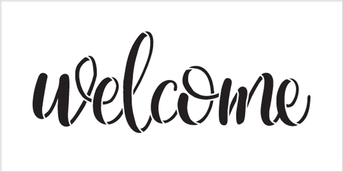 Welcome -Side Script - Word Stencil - 17 x 7 - STCL1493_4 - by StudioR12