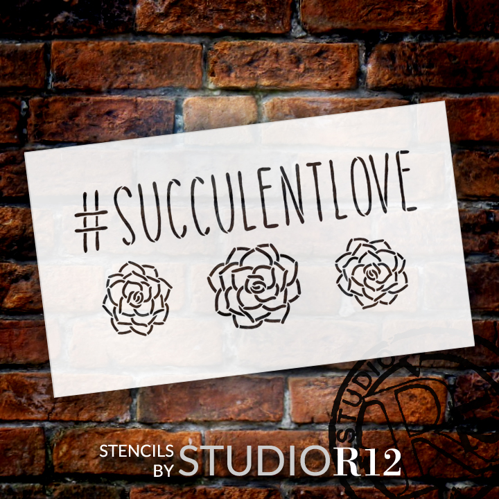 #SucculentLove Word Stencil by StudioR12 -Plant Garden Nature Art - 12" x 7" - STCL2188_1