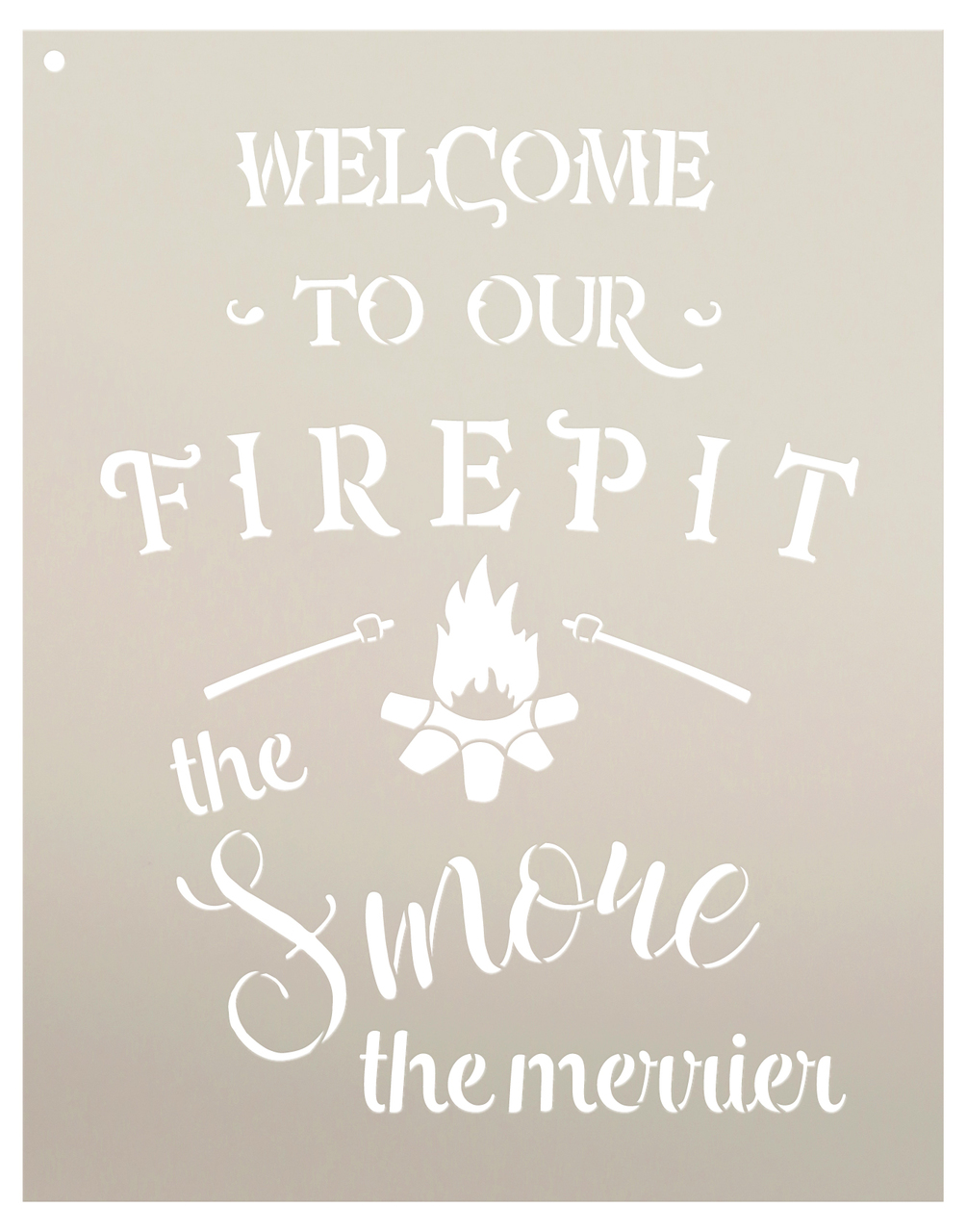 Welcome To Our Firepit Stencil - the Smore the Merrier by StudioR12 -  Fall Word Art - 19" x 24" - STCL2236_4