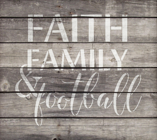 Faith Family & Football Stencil by StudioR12 -  Fall Sports Word Art - 12" x 11" - STCL2313_2