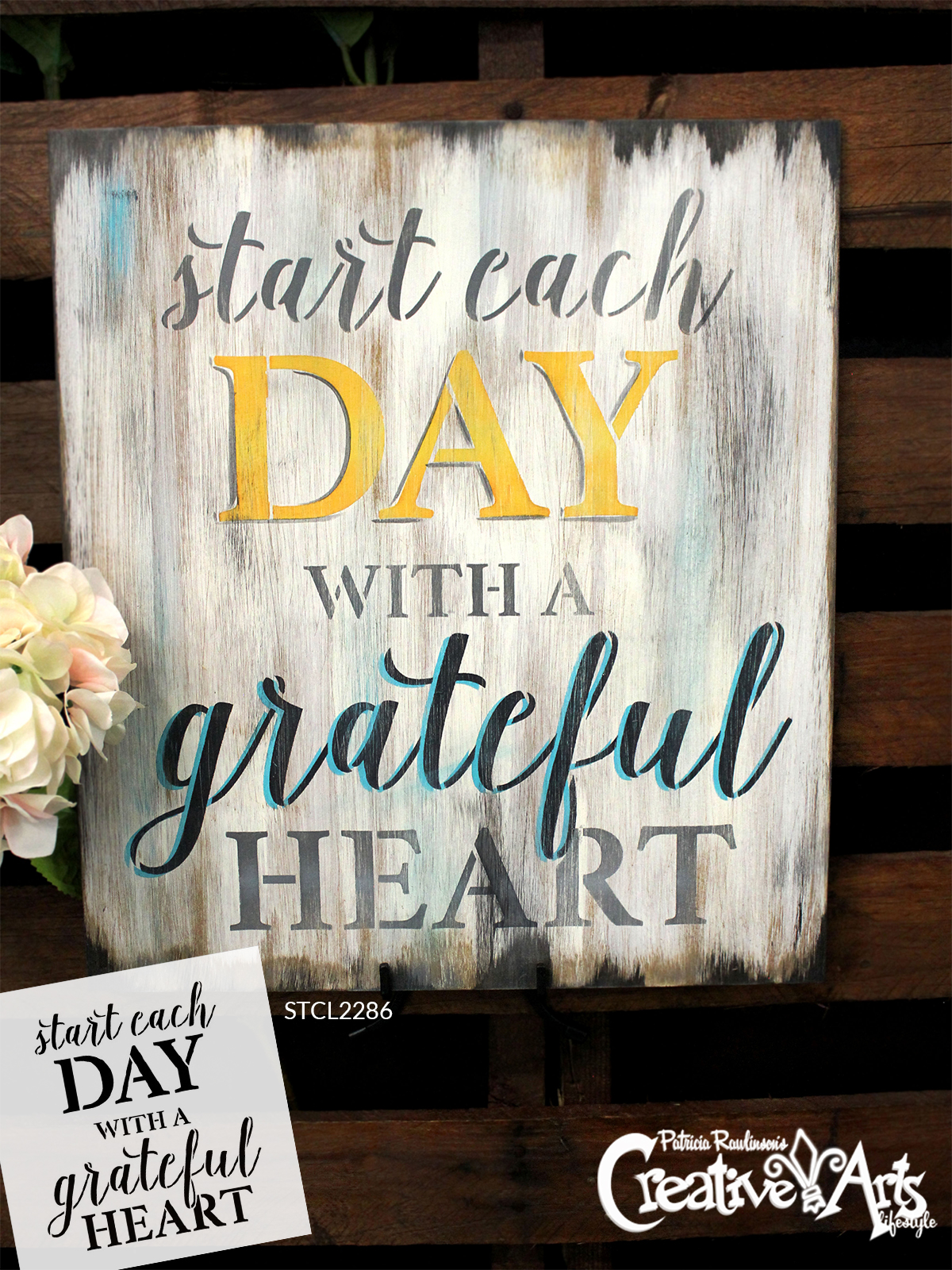 Start Each Day With A Grateful Heart Stencil By Studior12 Reusable Mylar Template Use To Paint Wood Signs Wall Art Pallets Pillows Diy Home Decor Select Size Creative Arts Lifestyle