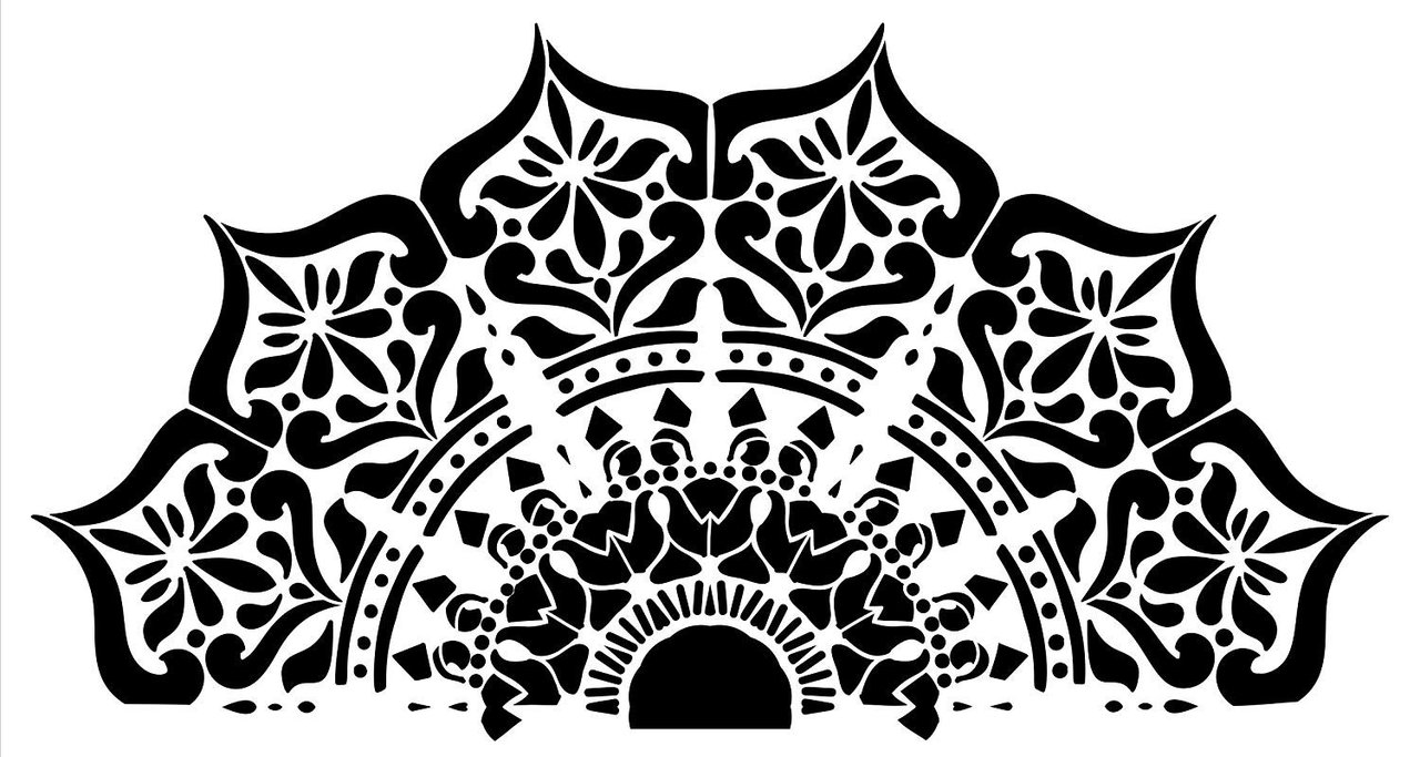 Mandala - India - Repeatable Half Design Stencil by StudioR12 | Reusable Mylar Template | Use to Paint Wood Signs - Pallets - Pillows - Wall Art - Floor Tile - Select Size