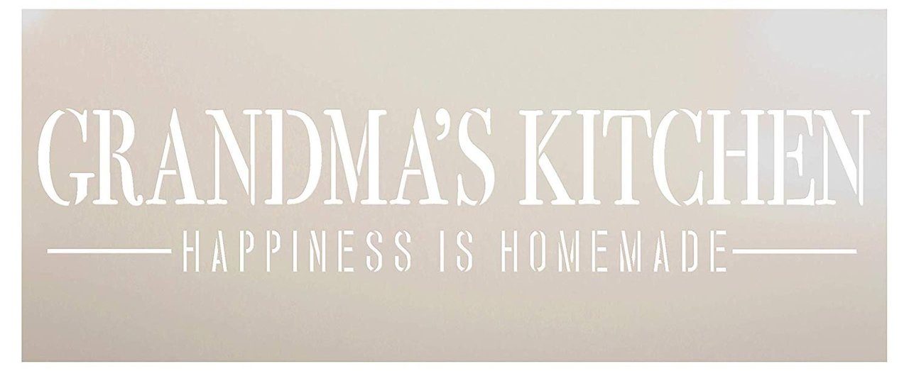 Grandma's Kitchen Happiness Is Homemade Stencil by StudioR12 | Word Stencil - Reusable Mylar Template | Paint With Acrylic- Chalk - Mixed Media | Mothers Day - DIY Home Decor - Choose Size