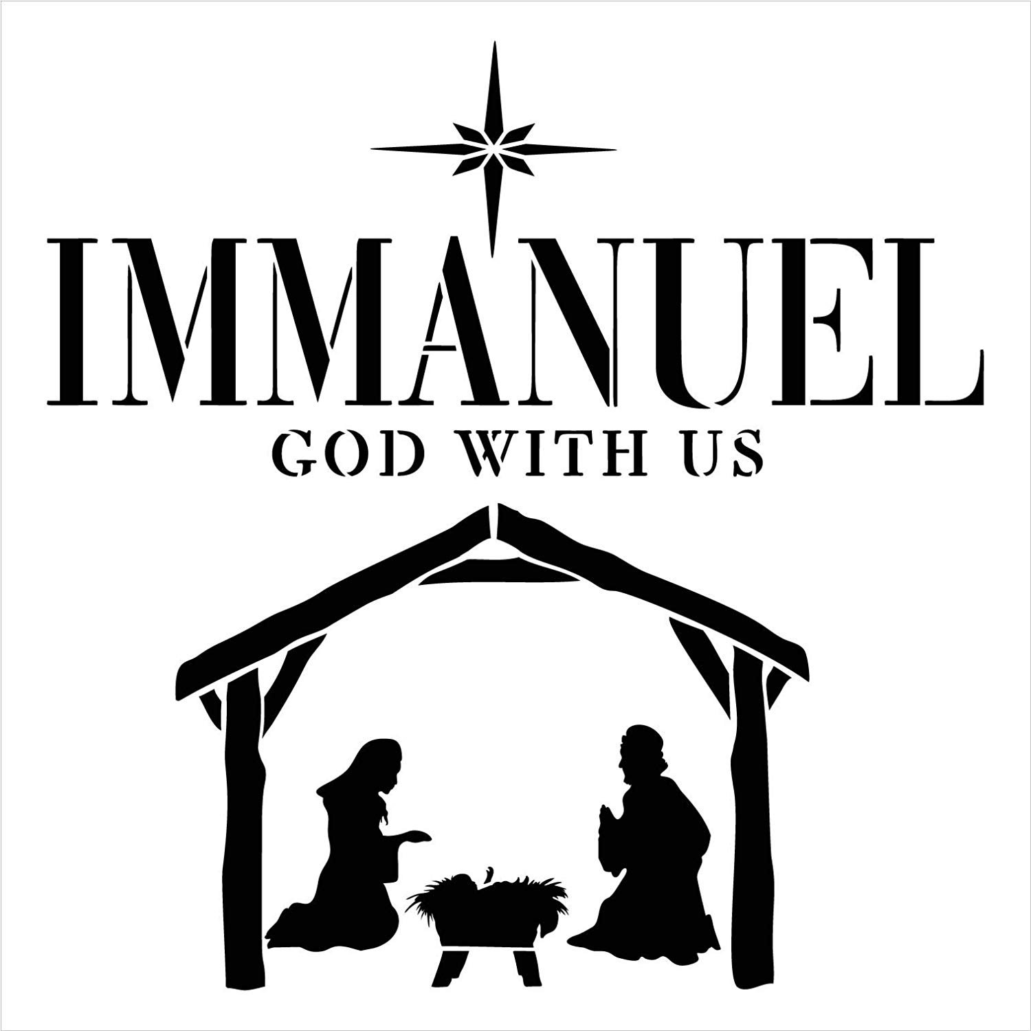 Immanuel God with Us Manger Stencil by StudioR12 | Christmas & Holiday | for Painting Signs | Word Art Reusable | Family Room | Chalk Mixed Multi-Media | DIY Home - Choose Size