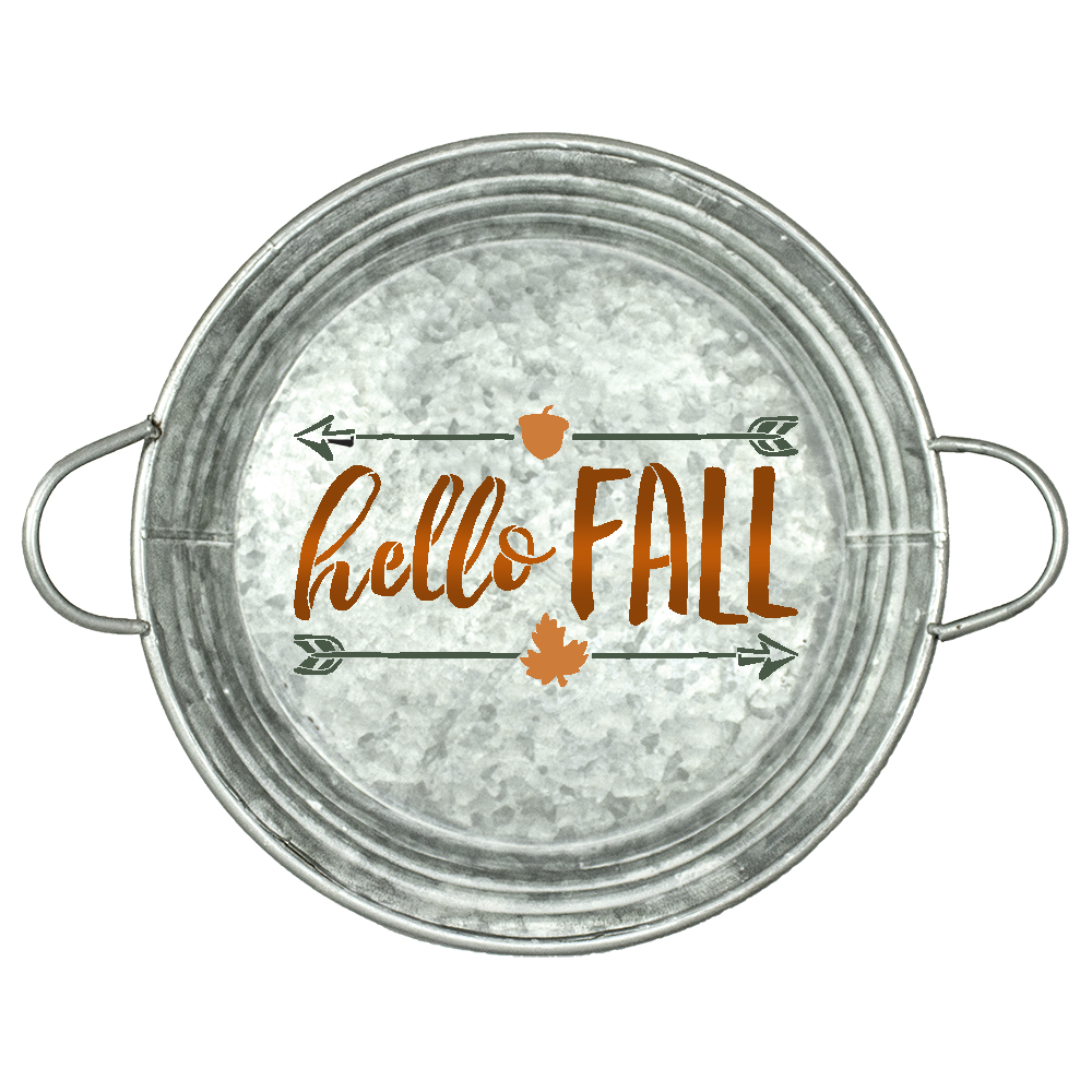 Hello Fall Stencil by StudioR12 | Shabby Chic Word Art - Mylar Template | 14" round | Large