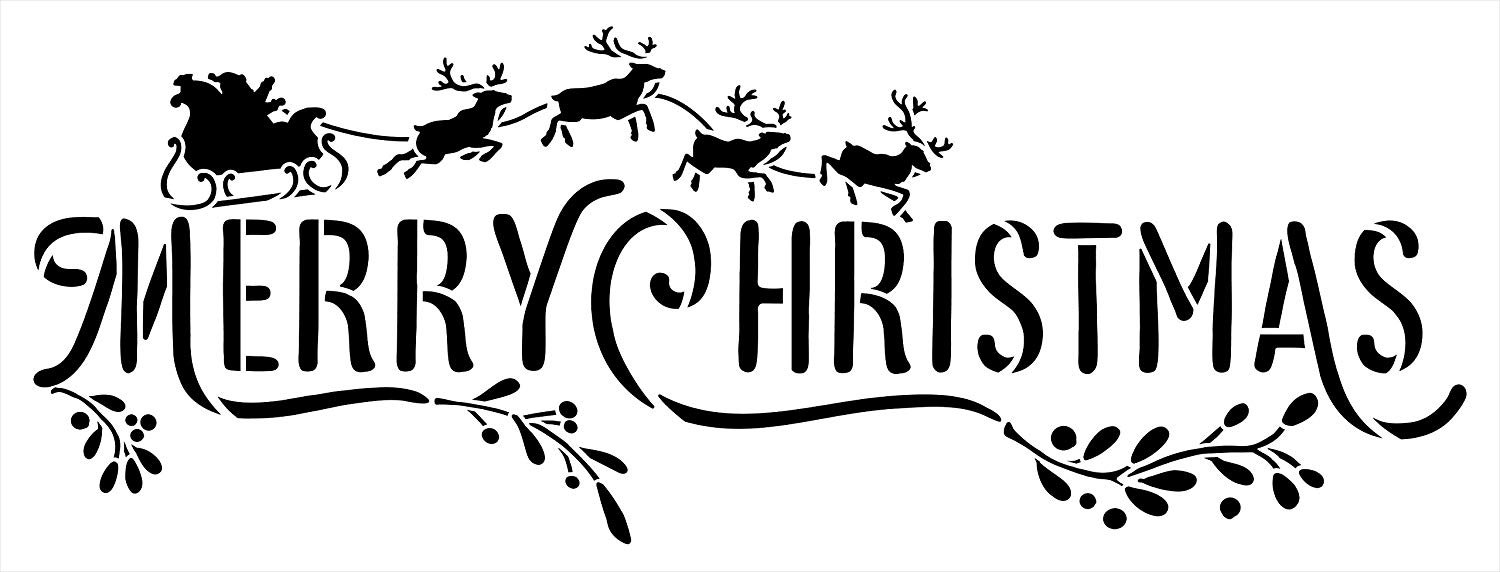 473 Santa Claus Sleigh Reindeer Christmas 11 x 8.5 Inches Stencil
