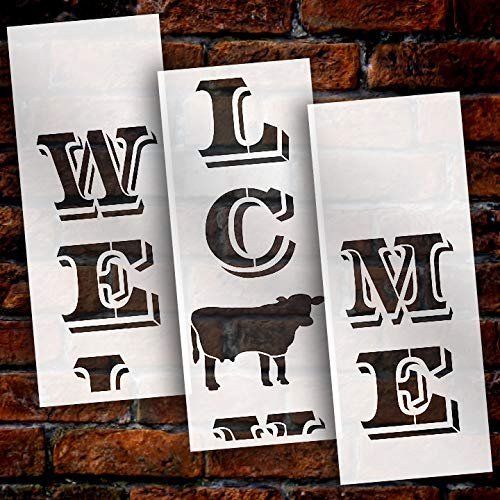 Farmhouse Animals Welcome Stencil Farmhouse Sign Stencil Cow 