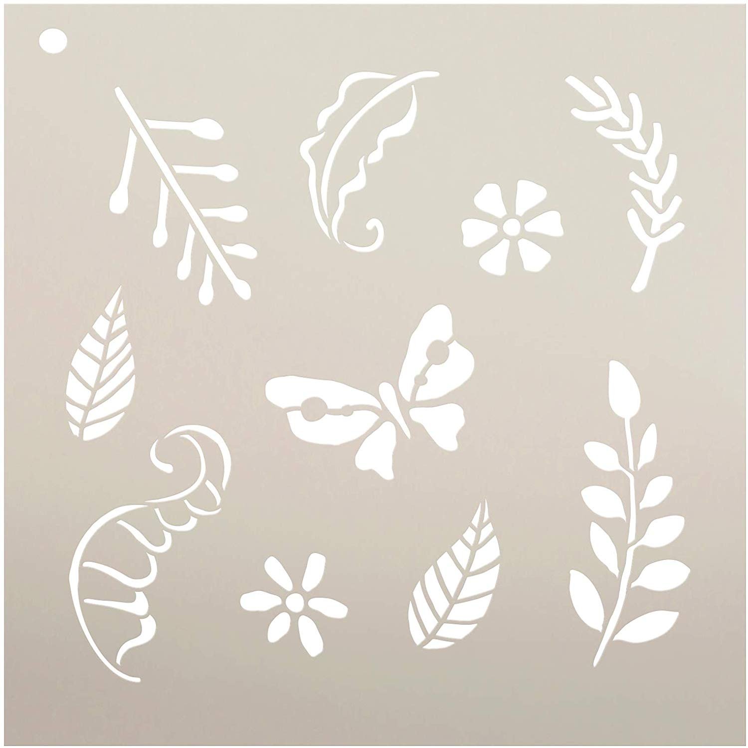 Woodland Leaves Stencil by StudioR12, DIY Nursery, Nature Decor, Animal, Craft Home Decor, Reusable Mylar Template