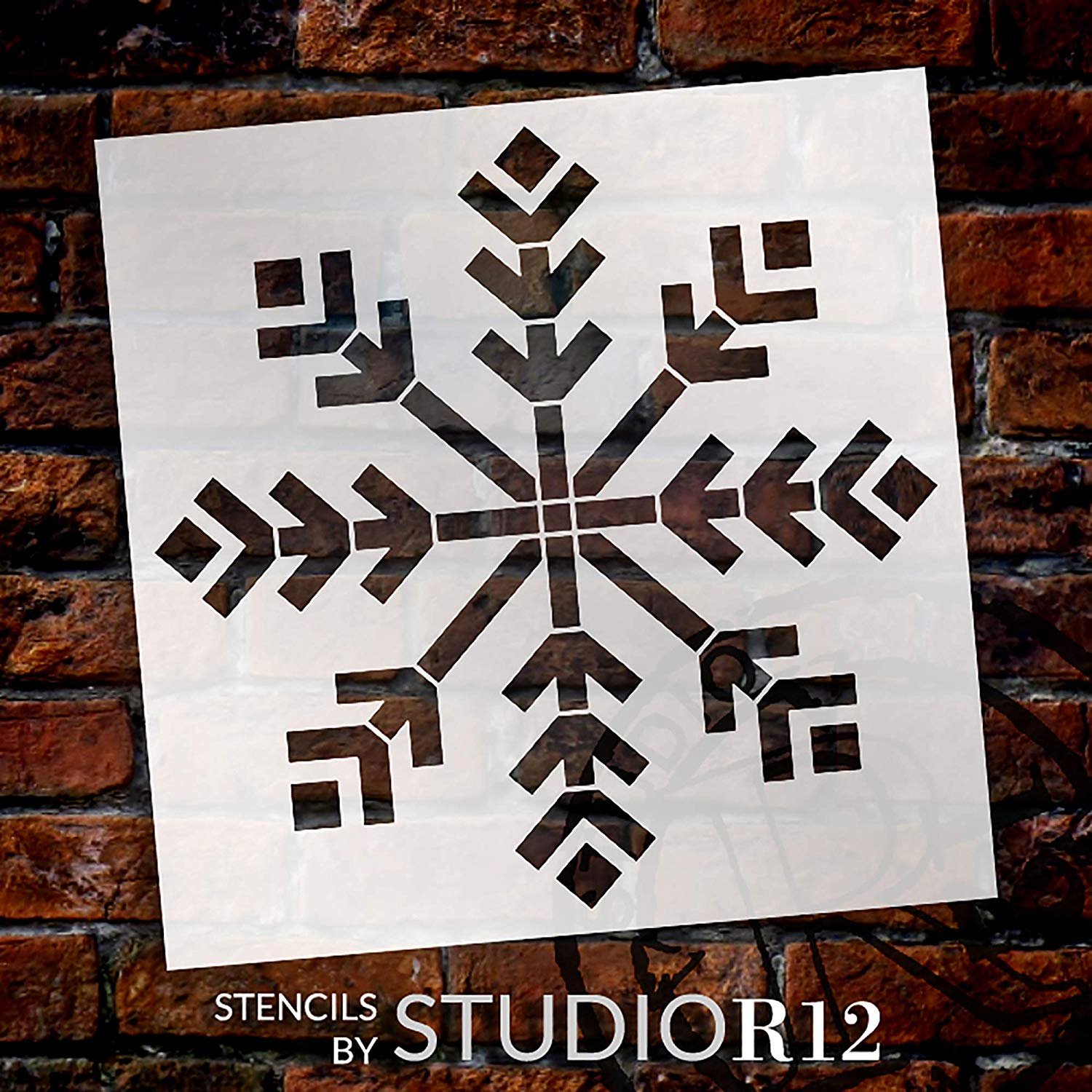 Diamond Snowflake Stencil by StudioR12, DIY Rustic Holiday Home Decor, Geometric Vintage Winter Christmas Wall Art, Craft & Paint Wood Signs, Reusable Mylar Template