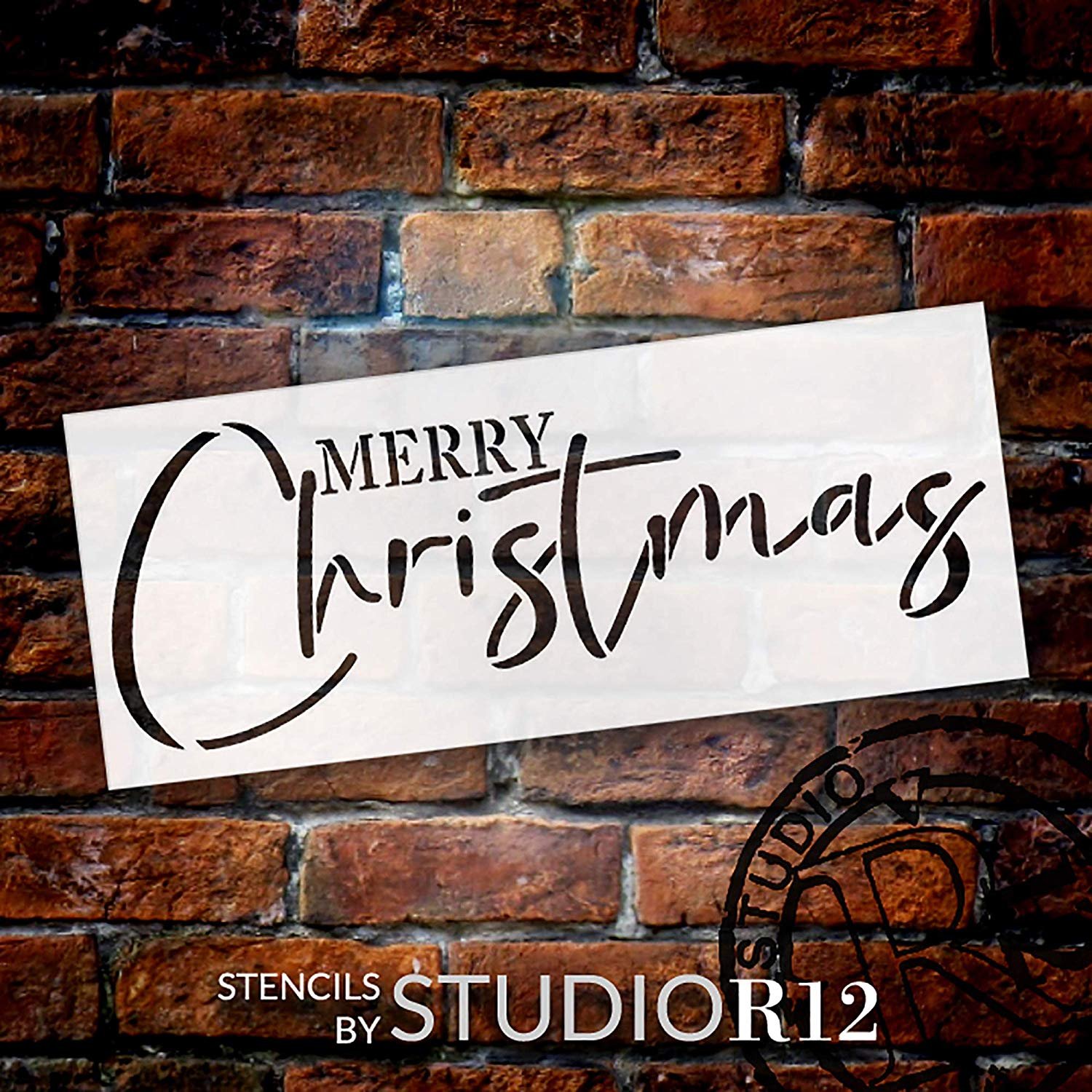 Merry Christmas Stencil by StudioR12, DIY Holiday Home Decor, Rustic  Farmhouse Christmas Cursive Script Word Art, Craft & Paint Wood Sign, Reusable Mylar Template