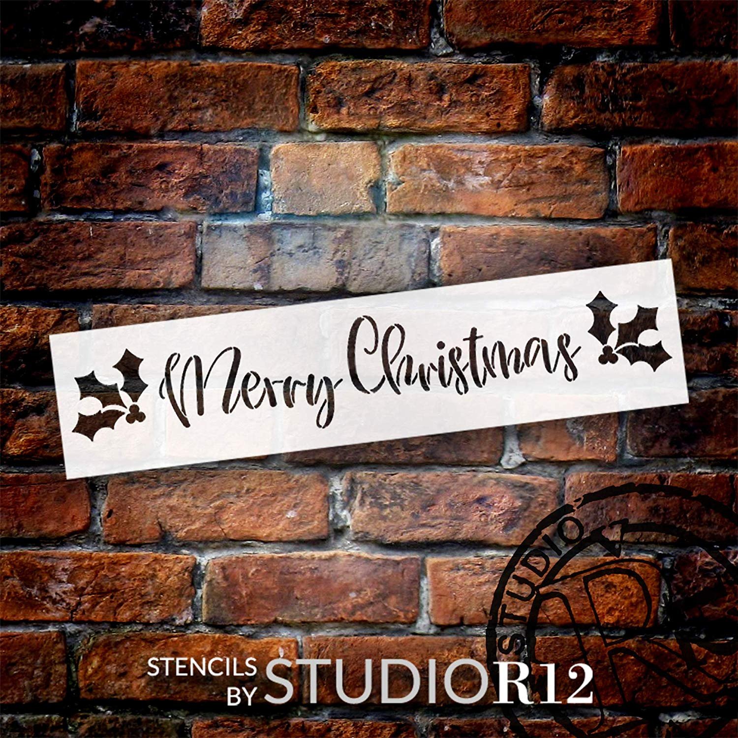 Merry Christmas Stencil with Holly & Berries StudioR12, Rustic Script Word  Art, DIY Winter Holiday Home Decor, Craft & Paint Wood Signs, Reusable  Mylar Template