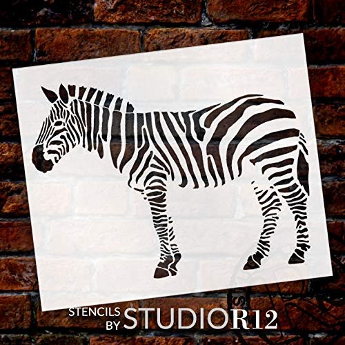 Zebra Stencil by StudioR12 | Zoo Animals | DIY Creativity Fun Kids Gift | Family Activity Nursery Home Decor | Craft Educational Play Room | Reusable Mylar Template | Paint Wood Sign