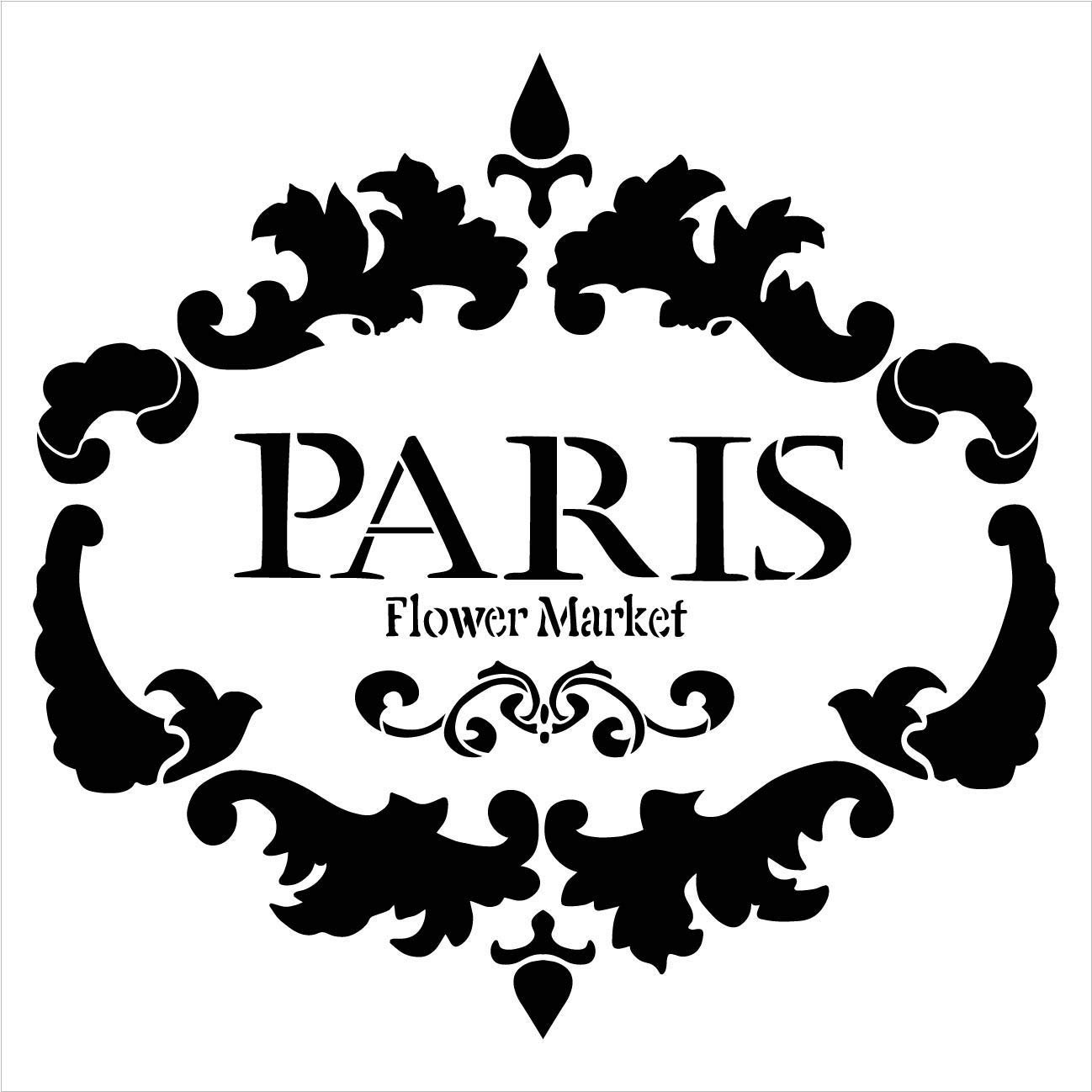 Paris Flower Market Stencil by StudioR12 | DIY French Country Ephemera Home Decor & Furniture | Rustic Farmhouse Word Art | Craft & Paint Wood Signs | Reusable Template | Select Size