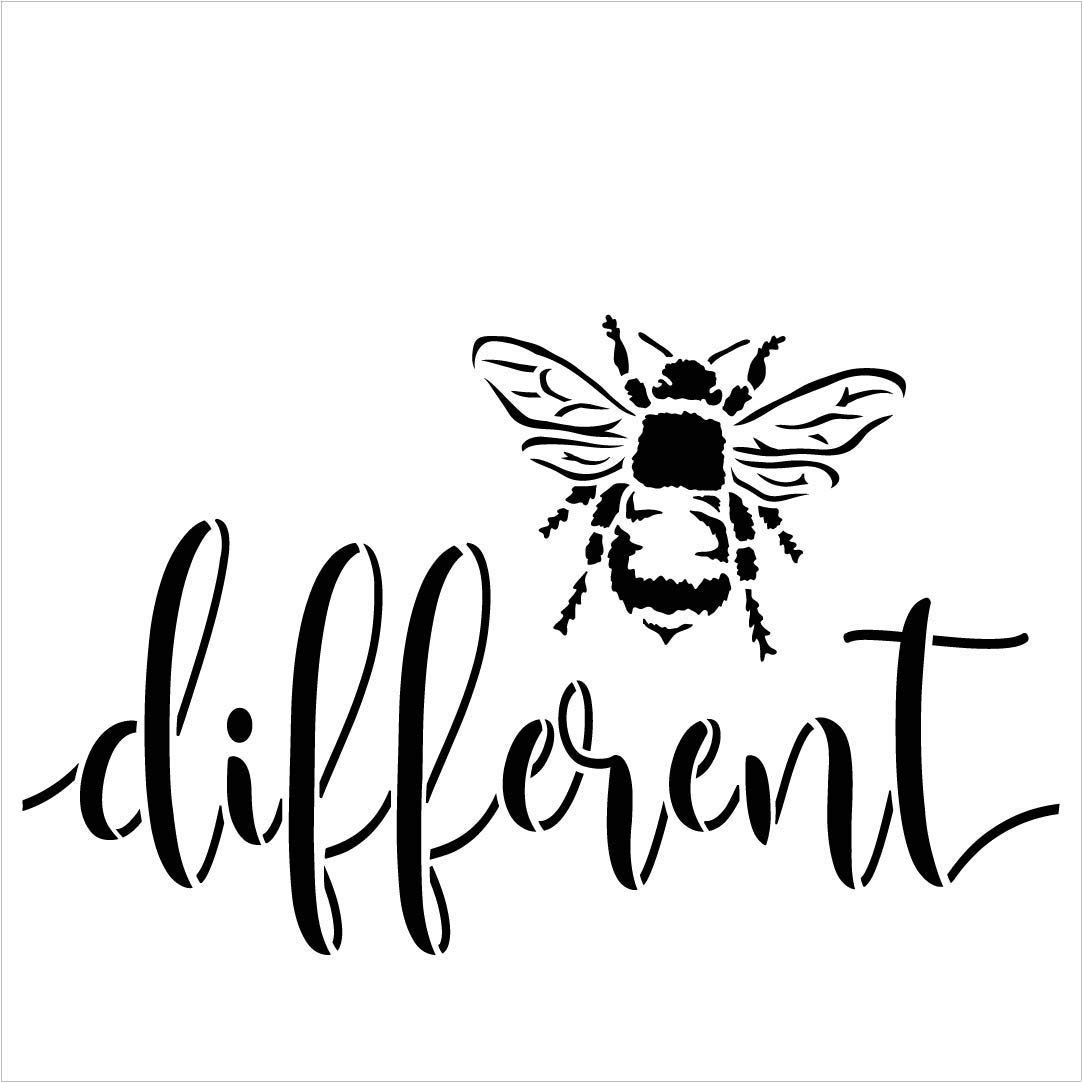Bee Different Stencil by StudioR12 | DIY Farmhouse Bumblebee Home & Classroom Decor | Spring Script Inspirational Word Art | Paint Wood Signs | Reusable Mylar Template | Select Size