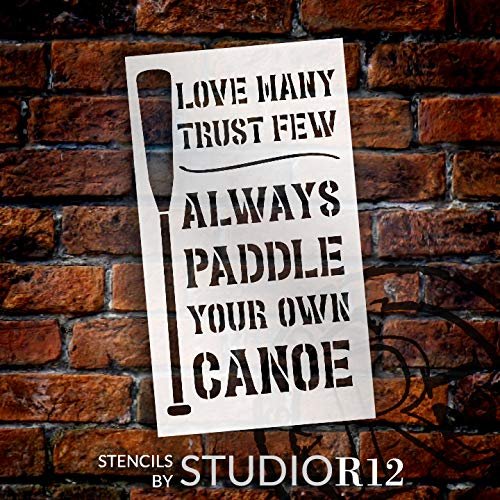 Paddle Your Own Canoe Stencil with Oar by StudioR12 | DIY Lake & River Cabin Decor | Craft & Paint | Reusable Template | Select Size
