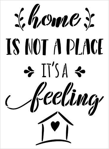 Home - Not A Place - A Feeling Stencil by StudioR12 | Reusable Mylar Template Paint Wood Sign | DIY Rustic Fall Decor - Laurel - Heart | Craft Cursive Script Gift Select Size