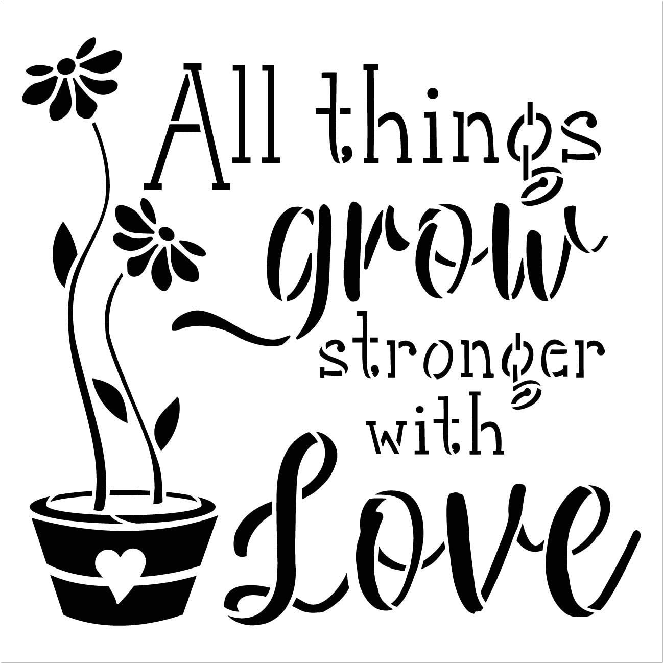 All Things Grow Stencil by StudioR12 | Reusable Mylar Template | Paint Wood Sign | Craft DIY Home Decor | Cursive Script Flower Gift - Garden - Porch | Select Size